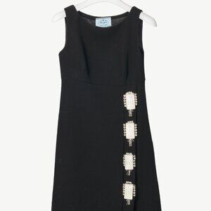 Prada AW12 Black Wool-Crepe Crystal-Embellished Dress
